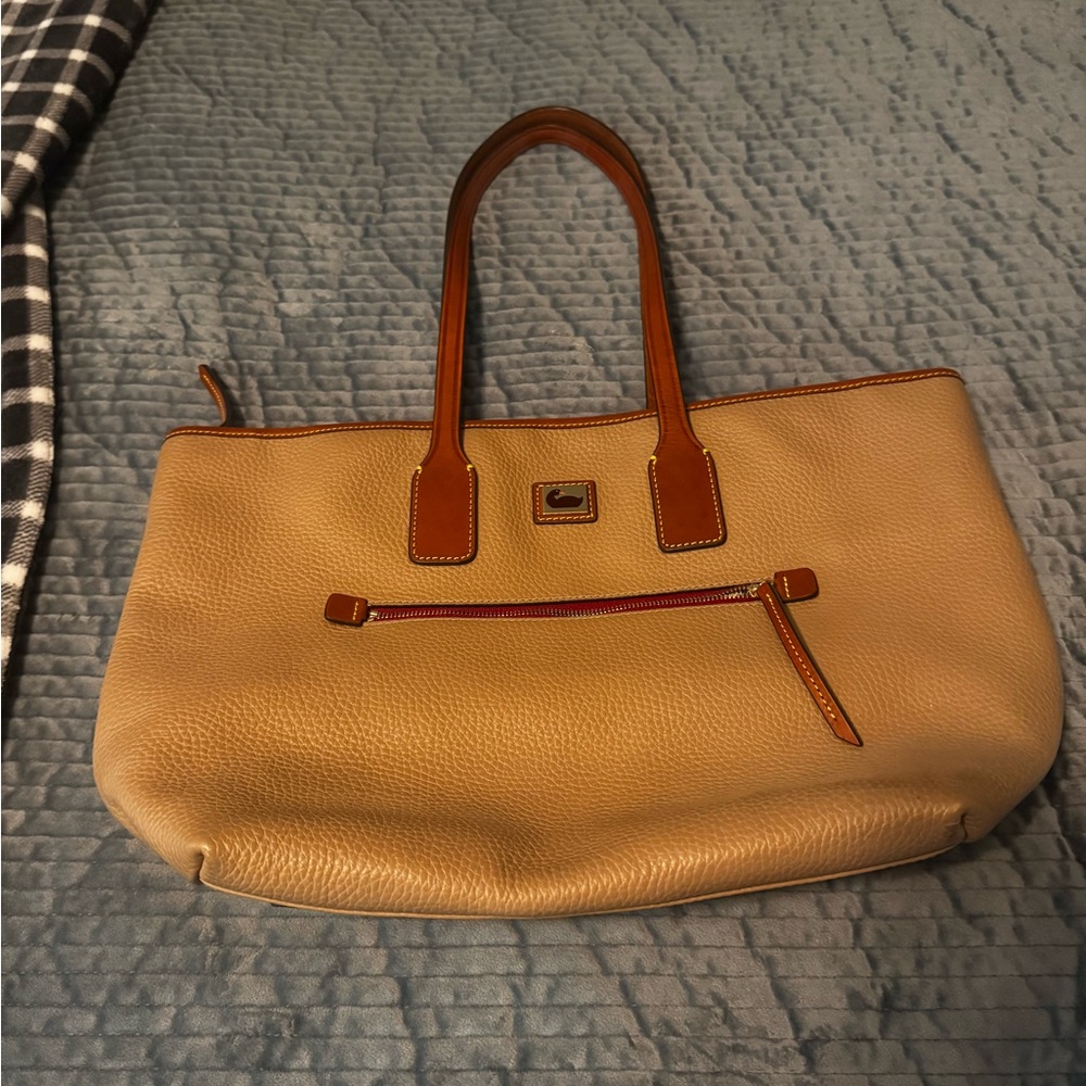 Dooney & Bourke Tan Leather Tote with Brown Accents
